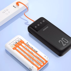 Dudao powerbank большой емкости с 4 встроенными кабелями 20000mAh USB Type C + micro USB + Lightning + USB-A (вход) - белый (Dudao K6Pro+)