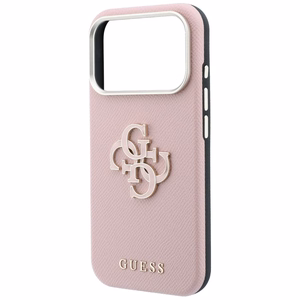 Guess Grained & Big Resin Logo vāciņš iPhone 18 Pro / 17 Pro – rozā