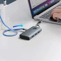 Orico PW11-6P USB-C Hub dokstacija 3x USB-A 3.0 + 1x USB-C 2.0 + 1x HDMI - pelēka