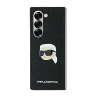 Karl Lagerfeld Saffiano monogrammas galvas piespraudes viedtālruņa apvalks Samsung Galaxy Z Fold 6 - melns