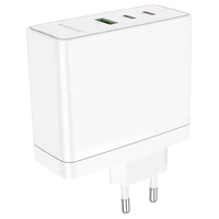 Borofone sienas lādētājs BN11 Imperial - USB + 2xType C - QC 3.0 PD 100W balts