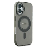 Guess IML Rhinestones Magnētiskais viedtālruņa apvalks iPhone 16 - melns