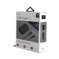 Uniq Versa Slim LITHOS Collective USB-C PD 18W sienas lādētājs + USB-C / USB-C kabelis – melns