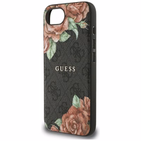 Guess 4G Flowers Print magnētiskais viedtālruņa apvalks iPhone 16e - melns