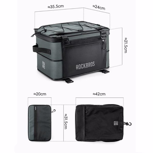 Rockbros A30 ROAD TO SKY saliekama 15–30 l velosipēda bagāžnieka soma – pelēka
