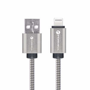 FORCELL F-ENERGY Metal C236 kabelis USB A uz Lightning 2,4A 12W 2 m sudrabains