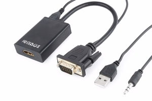 Gembird A-VGA-HDMI-01 video kabeļa adapteris 0.15 m HDMI Type A (Standard) VGA (D-Sub) melns