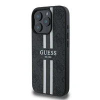 Guess 4G Iespiestu svītru MagSafe viedtālruņa apvalks iPhone 16 Pro - melns