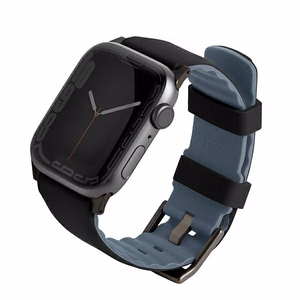 UNIQ ремешок Linus Apple Watch Series 1/2/3/4/5/6/7/8/9/SE/SE2/Ultra/Ultra 2 42/44/45/49mm. Airosoft Silicone черный/midnight black