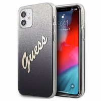 Guess GUHCP12SPCUGLSBK iPhone 12 mini 5.4" melns/melns cietais apvalks Glitter Gradient Script