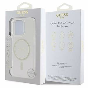 Guess IML Glitter Circle Magnētiskais apvalks iPhone 16 Pro Max - caurspīdīgs