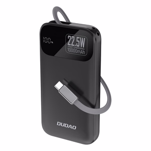 Dudao K31 10000 mAh 22.5W PD внешний аккумулятор со встроенным кабелем - Чёрный