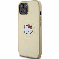 Hello Kitty ādas Kitty Head magnētiskais viedtālruņa apvalks iPhone 14 - zelta