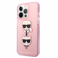 Karl Lagerfeld KLHCP13LKCTUGLP iPhone 13 Pro / 13 6,1\" Viedtālruņa apvalks - rozā Glitter Karl's & Choupette