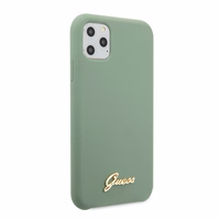 Guess GUHCN58LSLMGKA iPhone 11 Pro haki cietais maciņš Silicone Vintage Gold Logo