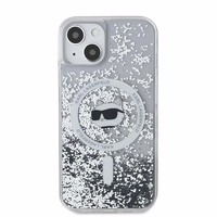 Karl Lagerfeld Šķidrais spīdums Choupette Head Magnētiskais viedtālruņa apvalks iPhone 15 / 14 / 13 – caurspīdīgs