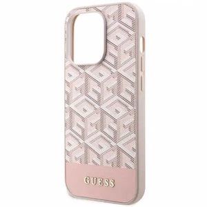 Guess GUHMP14LHGCFSEP iPhone 14 Pro 6.1" rozā/rozā cietais apvalks GCube Stripes MagSafe