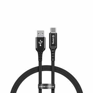 Crong Armor Link USB-A–USB-C kabelis, 1.5 m, 60 W / 3 A, melns