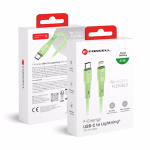 FORCELL F-ENERGY C346 kabelis Type C uz Lightning PD 3A 27W Silicone 1 m zaļš