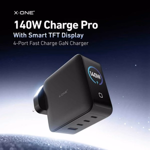 Ceļojumu lādētājs X-ONE ChargeGo GaN 65W ar ievelkamu kabeli un USB C pieslēgvietu – melns
