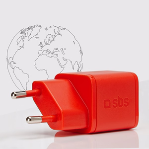 SBS TETRGAN1C20R 20W GaN sienas lādētājs ar Power Delivery - sarkans