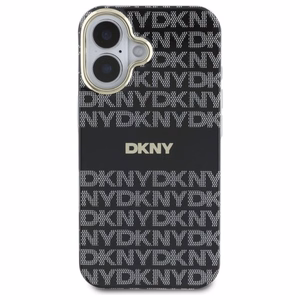 DKNY tekstūras raksta ar svītru viedtālruņa apvalks iPhone 16 - melns