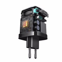 Joyroom JR-TCL02 65W USB-A USB-C GaN lādētājs ar iebūvētu USB-C kabeli - melns