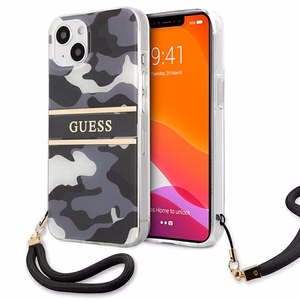 Guess GUHCP13SKCABBK iPhone 13 mini 5.4" melns/melns cietais apvalks Camo Siksnas Kolekcija