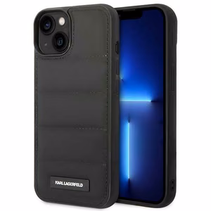 Karl Lagerfeld Pūkais Izstiepts Logotips iPhone 14 apvalks - melns