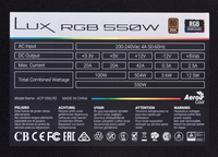 Power supply Aerocool Lux RGB 550M 550 W melns