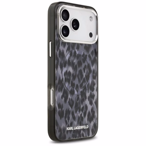 Karl Lagerfeld IML Leoparda raksts Magnētiskais viedtālruņa apvalks iPhone 17 Pro Max - melns