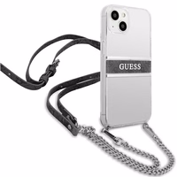 Guess GUHCP13SKC4GBSI iPhone 13 mini 5.4" Caurspīdīgs cietais apvalks 4G Pelēks Siksna Sudraba Ķēde