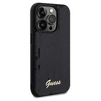 Guess Sequin Script Metal viedtālruņa apvalks iPhone 14 Pro Max – melns