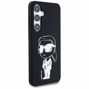 Karl Lagerfeld silikona grafiti Ikonik logotips ar magnētisko Samsung Galaxy S25 viedtālruņa apvalks melns