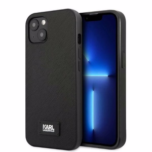 Karl Lagerfeld KLHCP13MSFMP2K iPhone 13 6.1" cietais apvalks melns/melns Saffiano Plāksne