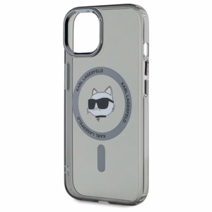 Karl Lagerfeld KLHMP15SHLSCHK iPhone 15 6.1" melns cietais viedtālruņa apvalks IML Metal Choupette Head Magnētiskais (MagSafe)
