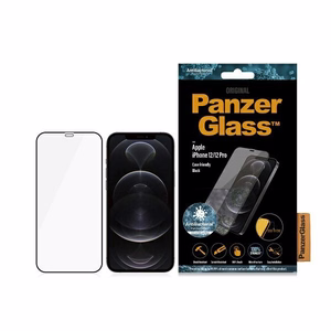 PanzerGlass E2E Super+ Microfracture antibakteriālais rūdītais stikls iPhone 12 / 12 Pro – ar melnu ietvaru