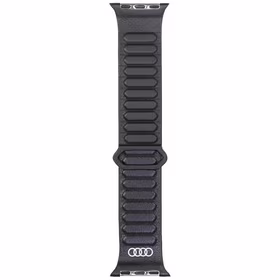 Siksniņa Audi Logo Genuine Leather Magnetic Ring priekš Apple Watch 40/41/42mm melns