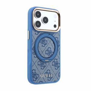 Guess PU 4G Ring Stand MagSafe maciņš Apple iPhone 18 Pro, zils