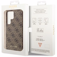 Guess GUHCS23LG4GFBR S23 Ultra S918 brūns/brūns cietais apvalks 4G Metāla Zelta Logotips