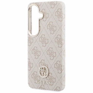 Guess maciņš 4G Rhinestone Round Logo MagSafe priekš Samsung Galaxy S26 Plus rozā
