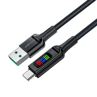 Acefast C7-04 USB-A USB-C 60W 1.2m kabelis ar ekrānu - melns