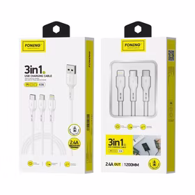 FONENG kabelis X36 3in1 3A 1.2M balts