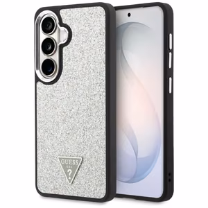 Guess maciņš Fixed Glitter Triangle MagSafe priekš Samsung Galaxy S26 Plus sudraba