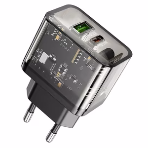 Phone charger Hoco USB A + USB C QC3.0 PD 3A 20W N34 transparent