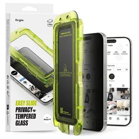 Ringke Easy Slide 2 daļu privātuma stikla komplekts iPhone 17 - melns