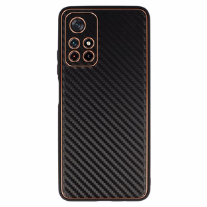TEL PROTECT Leather Carbon viedtālruņa apvalks Xiaomi Redmi Note 11 5G/Note 11S 5G/Poco M4 Pro 5G melns