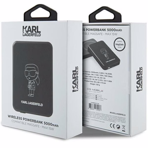Karl Lagerfeld NFT Outline Ikonik MagSafe 5000 mAh indukcijas ārējā baterija – melns