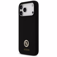 Guess Silikona Logo Strass 4G MagSafe Maciņš for iPhone 17 Pro Max - melns