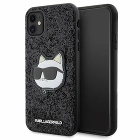 Karl Lagerfeld KLHCN61G2CPK iPhone 11 / Xr 6.1" melns cietais viedtālruņa apvalks Spīdumi Choupette Emblēma